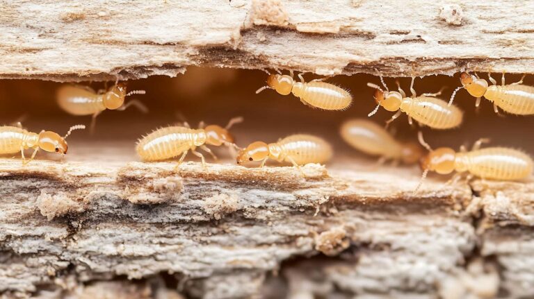 Close-up of termites on wood