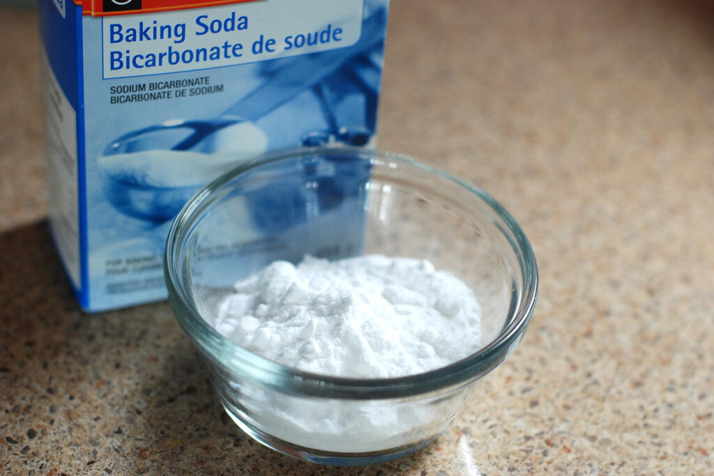 a bowl full of baking soda used to kill ants around the home