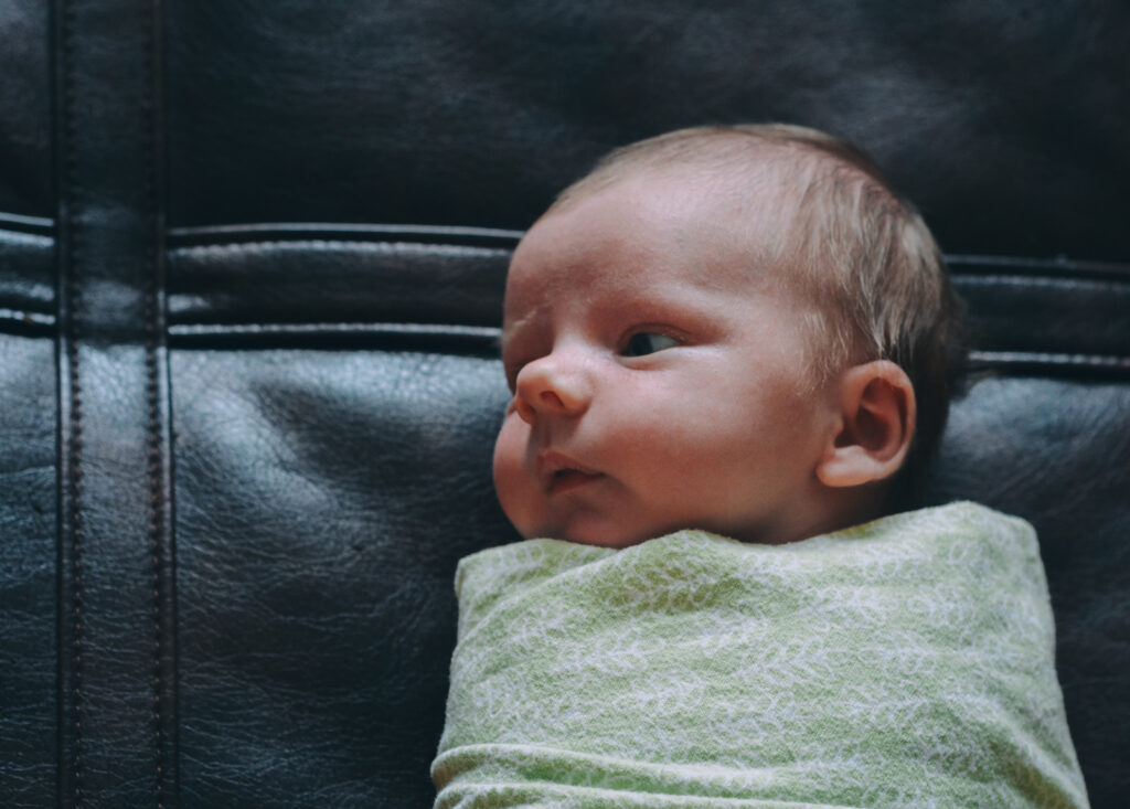 A newborn confused wrapped in a blanket. What shouldn't be confusing? Finding a pest control safe for babies